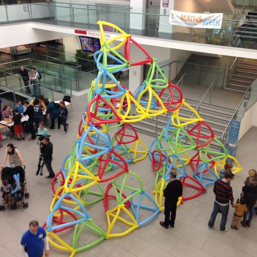A Giant Balloon Sierpinski Tetrahedron made in Belfast during Maths Week Ireland