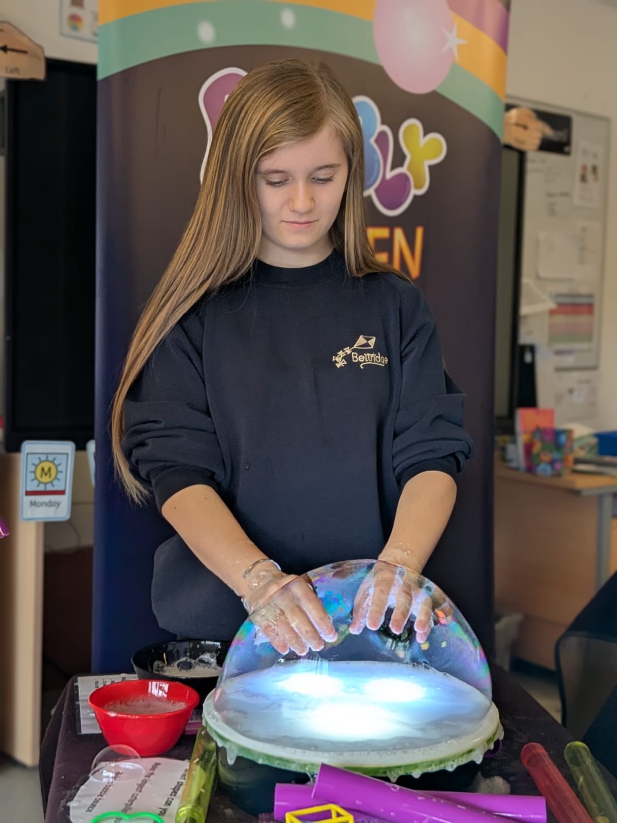 Hands in a bubble